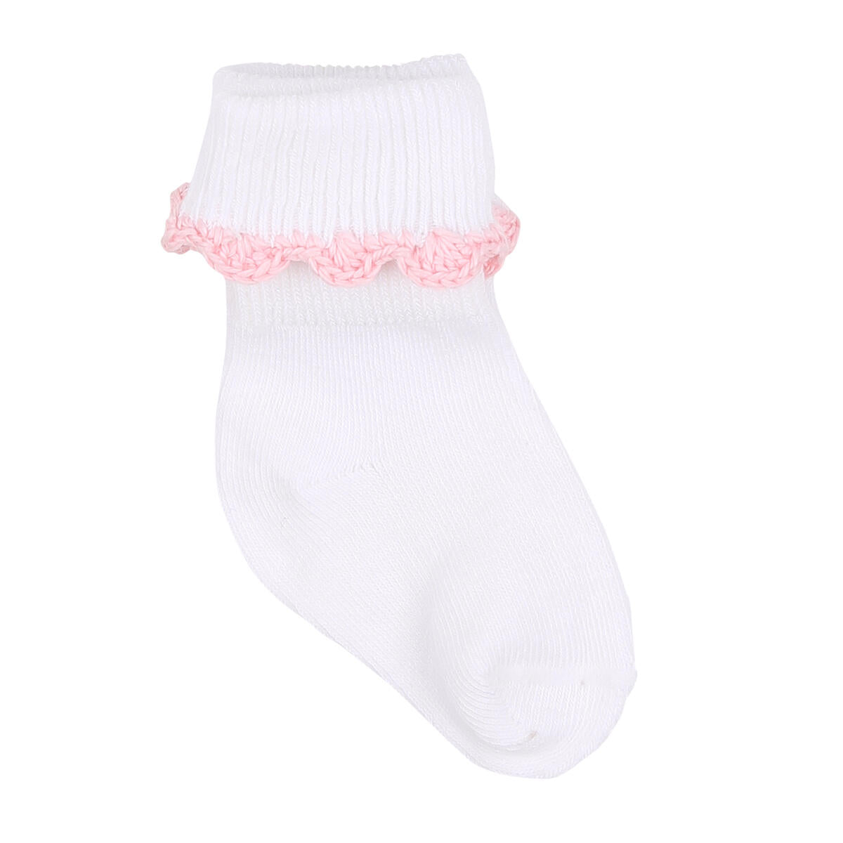 Baby Joy Pink Crochet Trim Socks