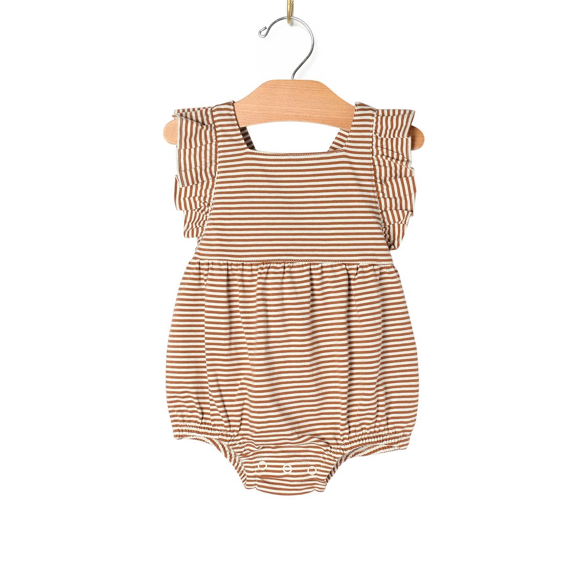 Flutter Romper - Toffee Stripe
