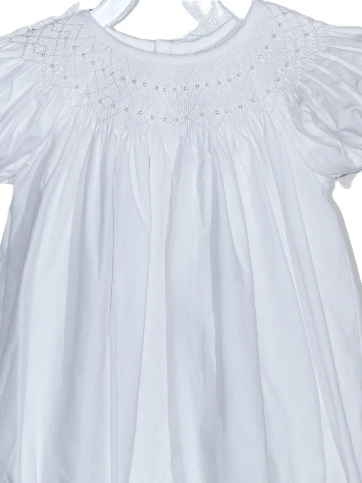 White Pearl Smocked Bubble