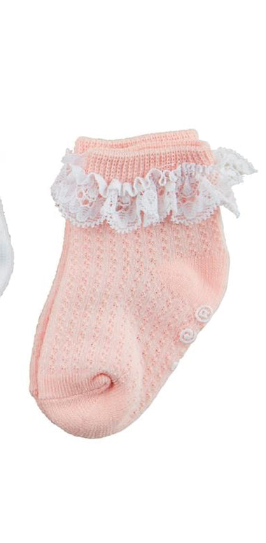 Pointelle Infant Socks - Pink Ruffle