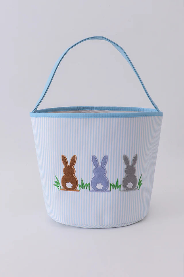 Blue Stripe Bunny Basket
