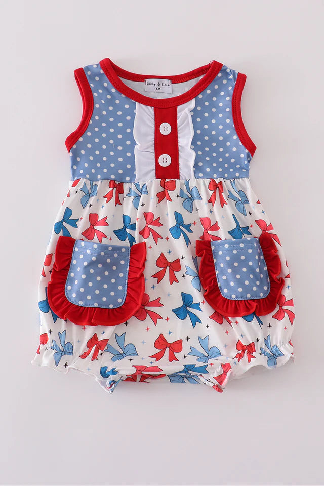 Blue Bow Ruffle Bubble