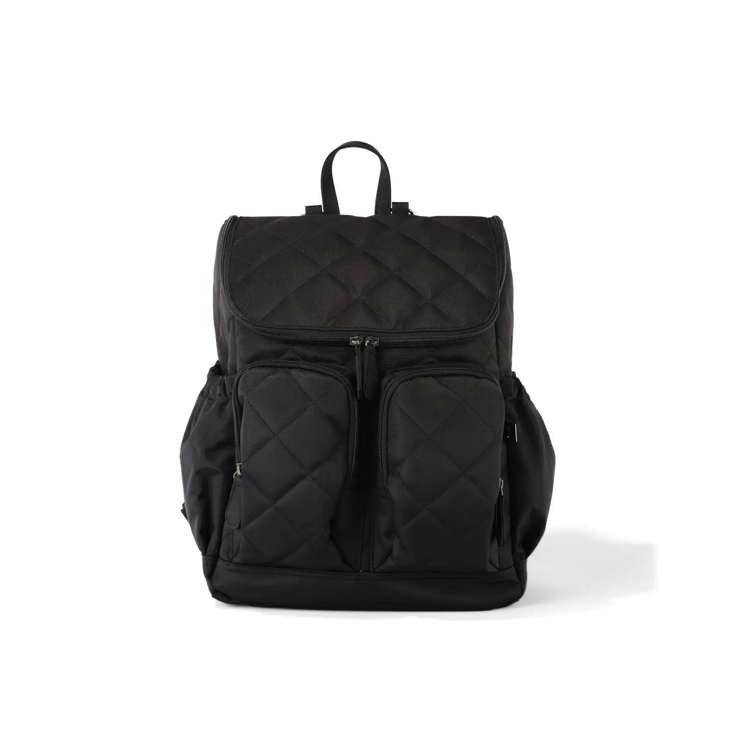 black leather nappy backpack Signature Nappy Backpack-Black Quilted