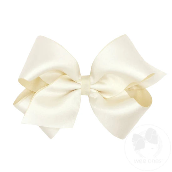 King Crepe Satin w/ Grosgrain Underlay Bow-Antique White