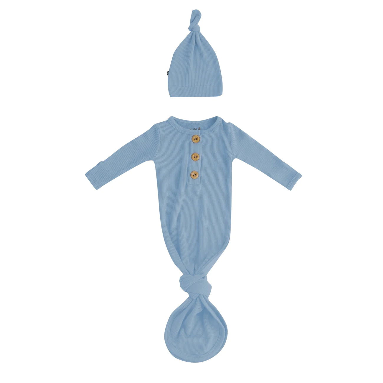 Kyte Ribbed Knotted Gown with Hat Set in Slate
