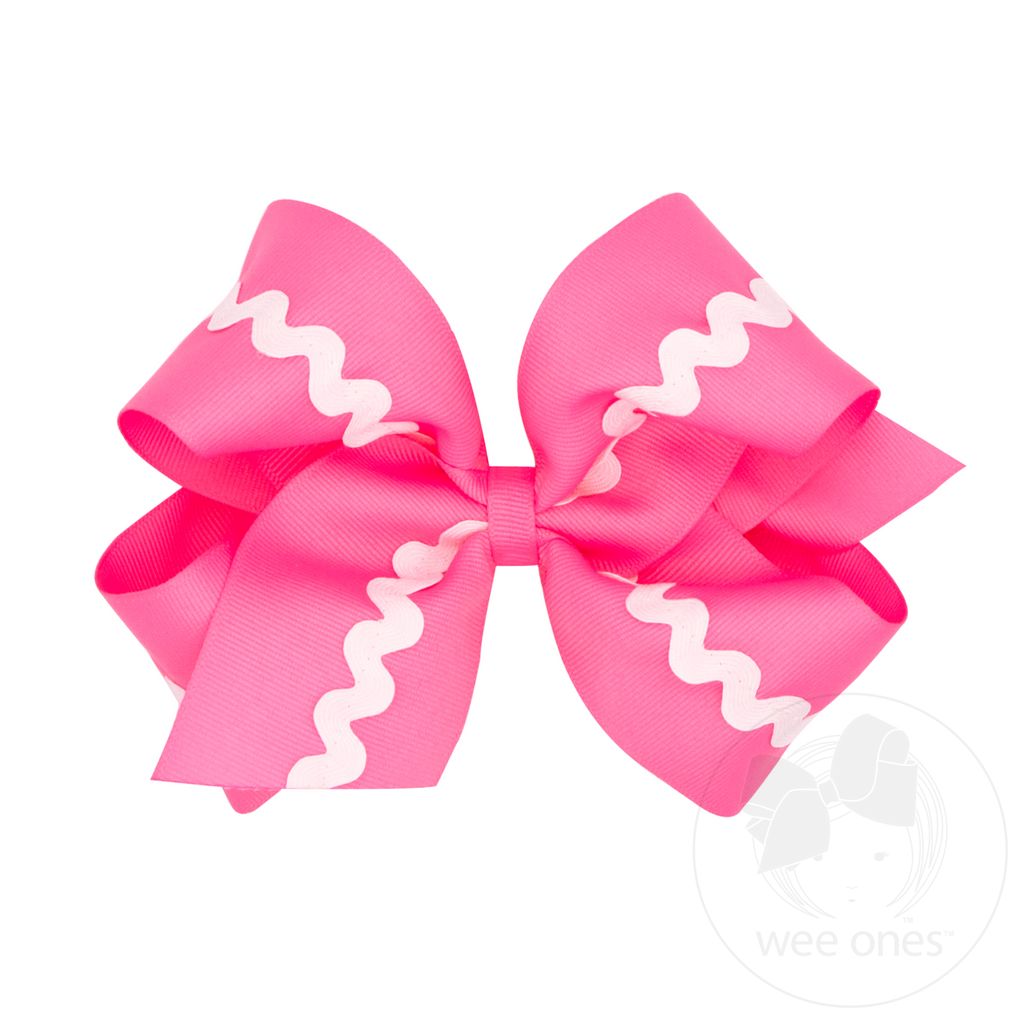 King Ric-Rac Hair Bow - Hot Pink
