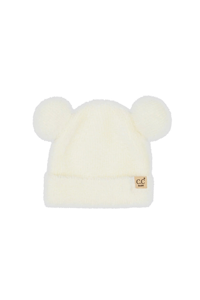 CC Baby Teddy Bear Beanie - Ivory