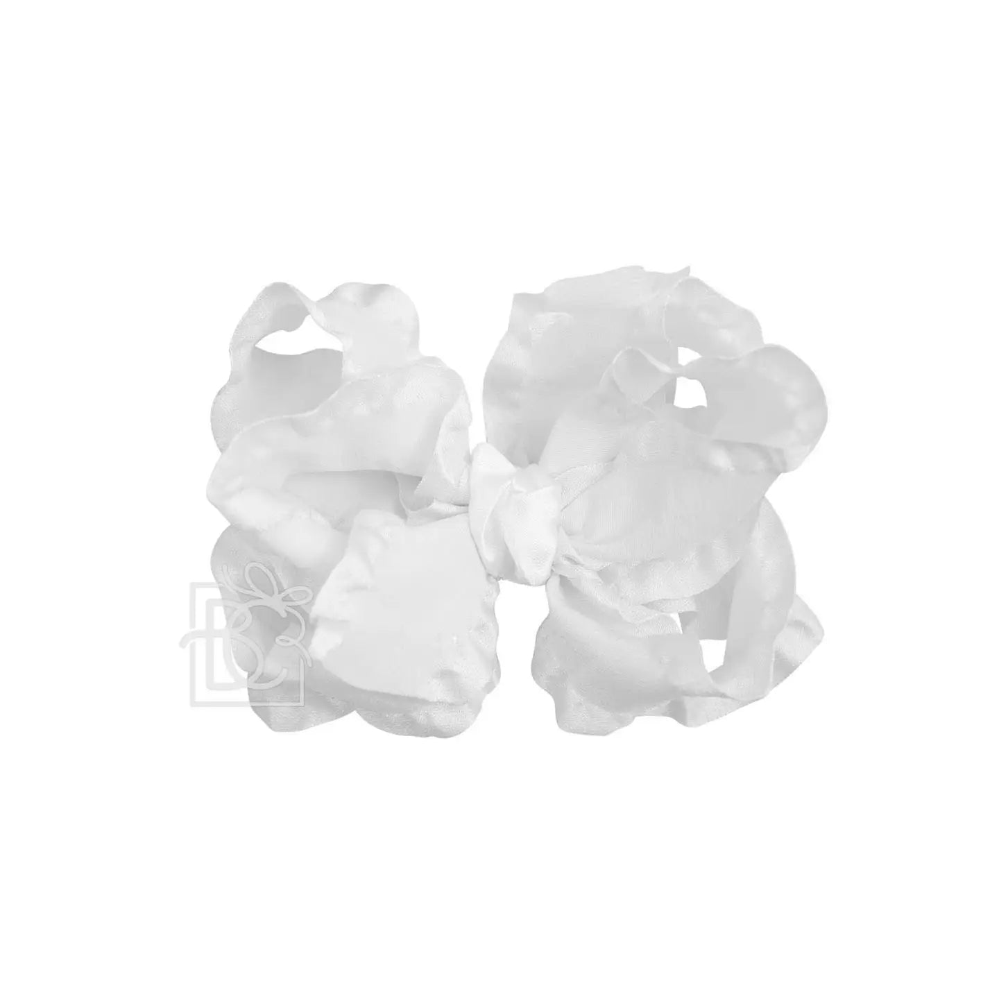Double Ruffle Bow on Alligator Clip-White
