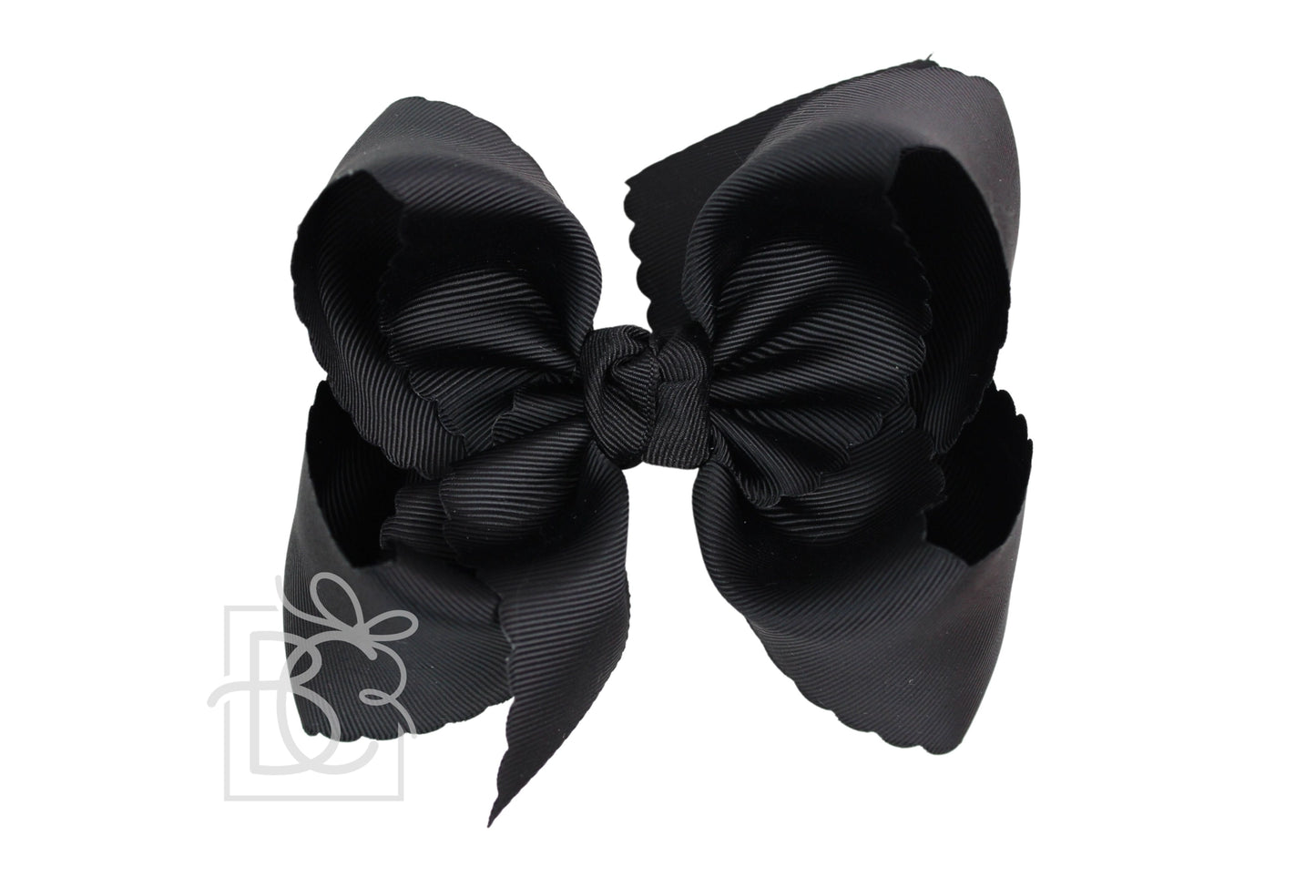 6.5" Scalloped Edge Grosgrain Bow-Black