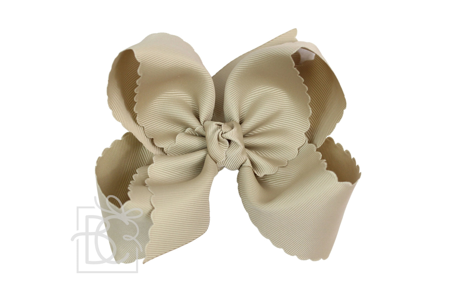 6.5" Scalloped Edge Grosgrain Bow-Oatmeal