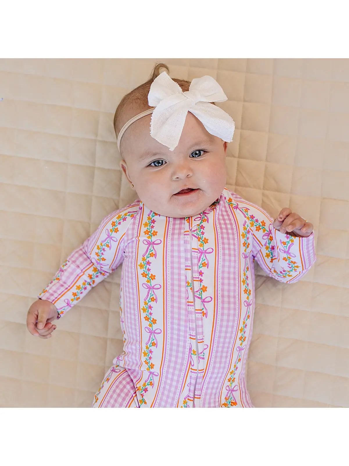 Gingham & Flowers Zip Romper