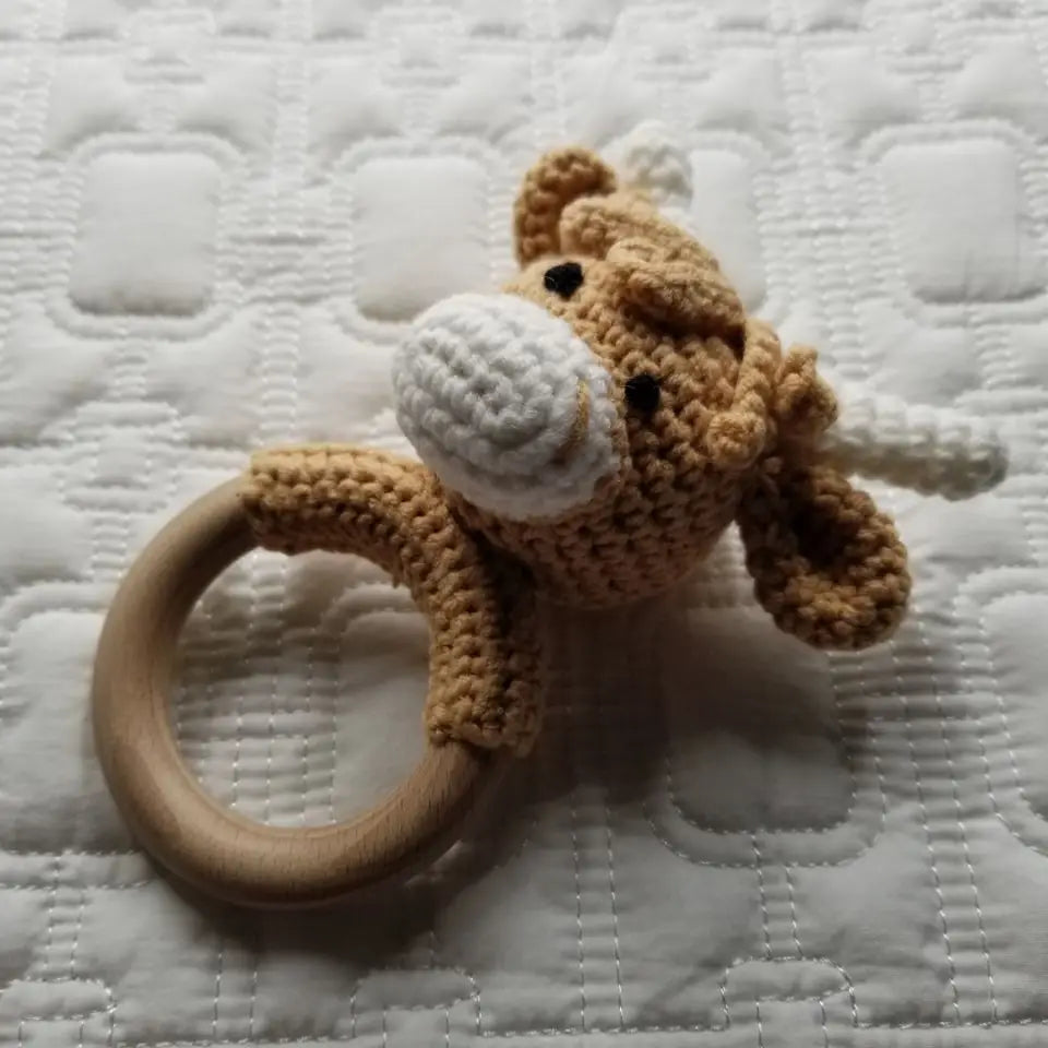 Highland Cow Crochet Rattle