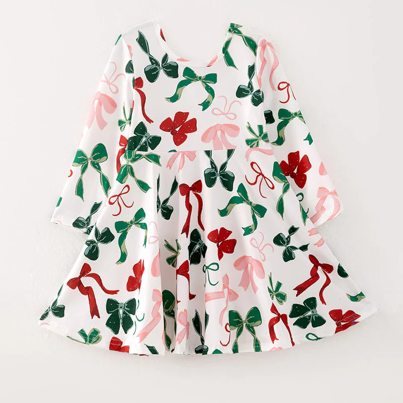 Christmas Bow Print Dress