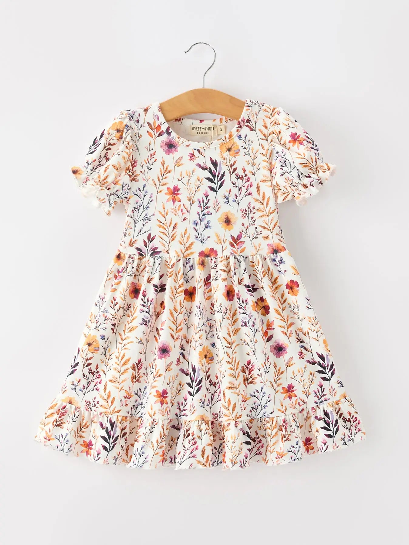 Floral Puff Sleeve Ruffle Dress