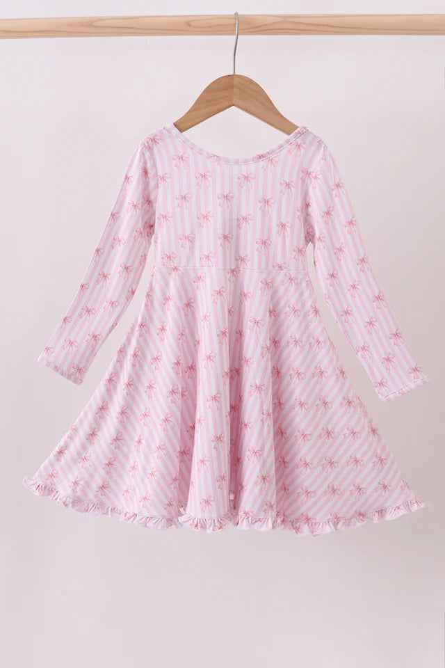 Blush Bow Stripe Dress