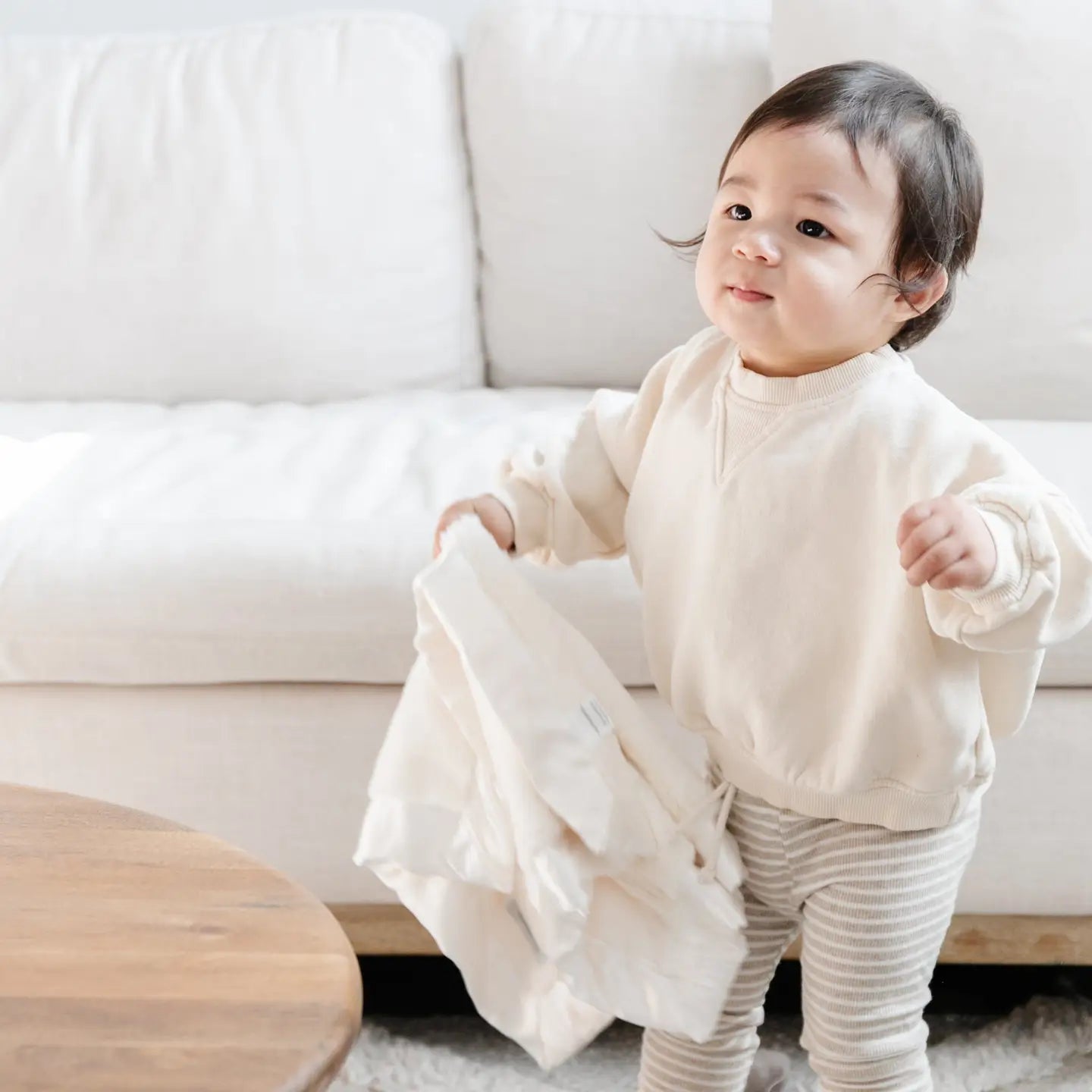 Satin Border Mini Blanket - Ivory
