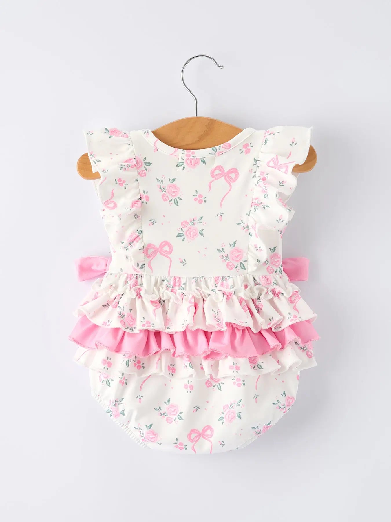 Pink Floral Ruffle Romper