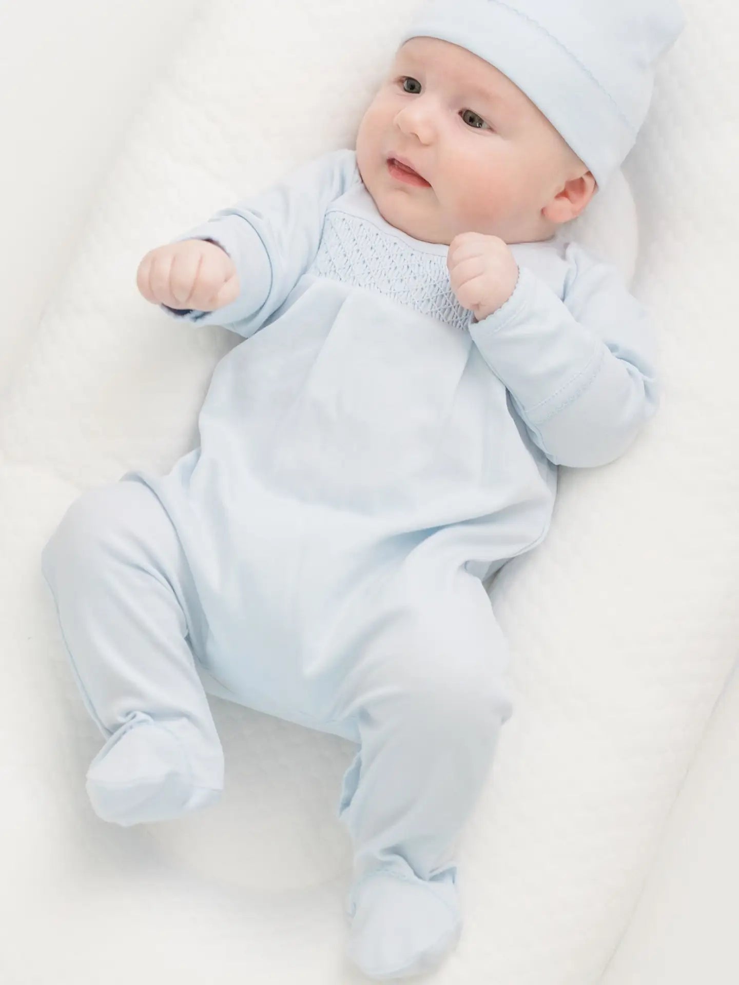Solid Blue Smocked Footie