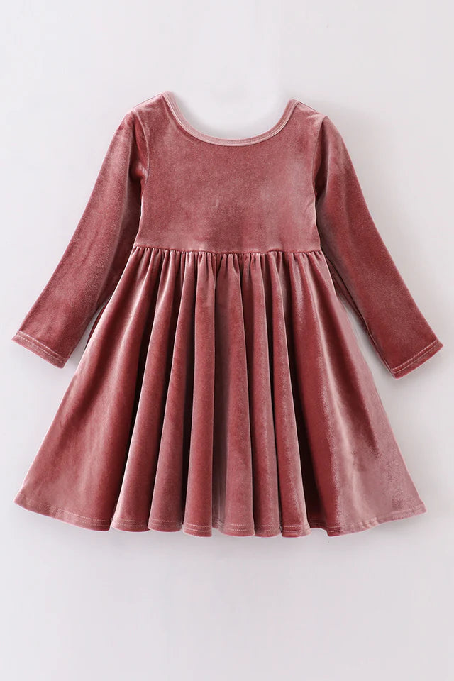 Pink Champagne Velvet Twirl Dress