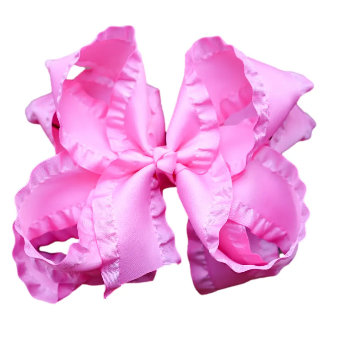 5 Inch Pink Double Ruffle Hair Bow