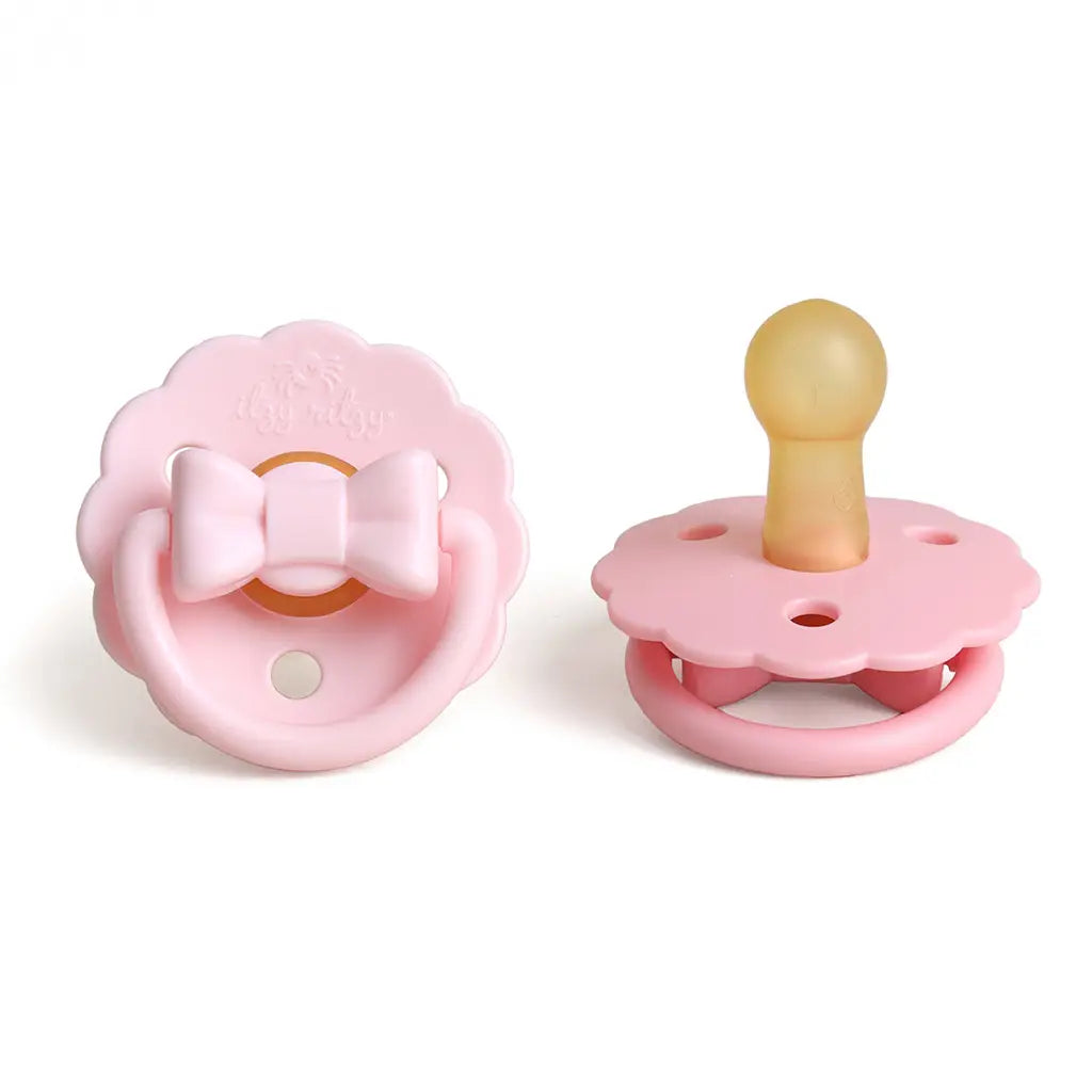 Itzy Soother Natural Rubber Paci Set - Pink Bow