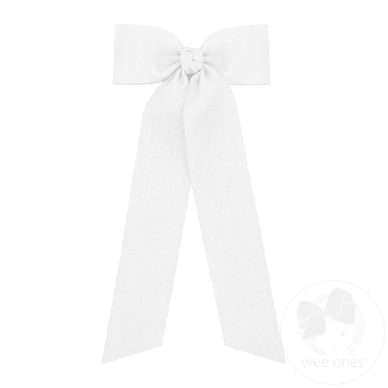 Grosgrain Streamer Hair Bow - White