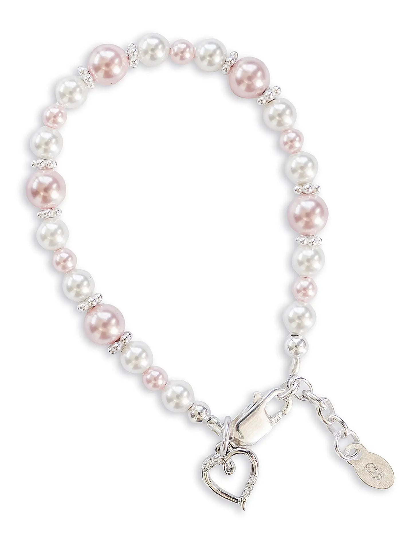 Remi Sterling Silver Pink & White Pearl Children's Bracelet