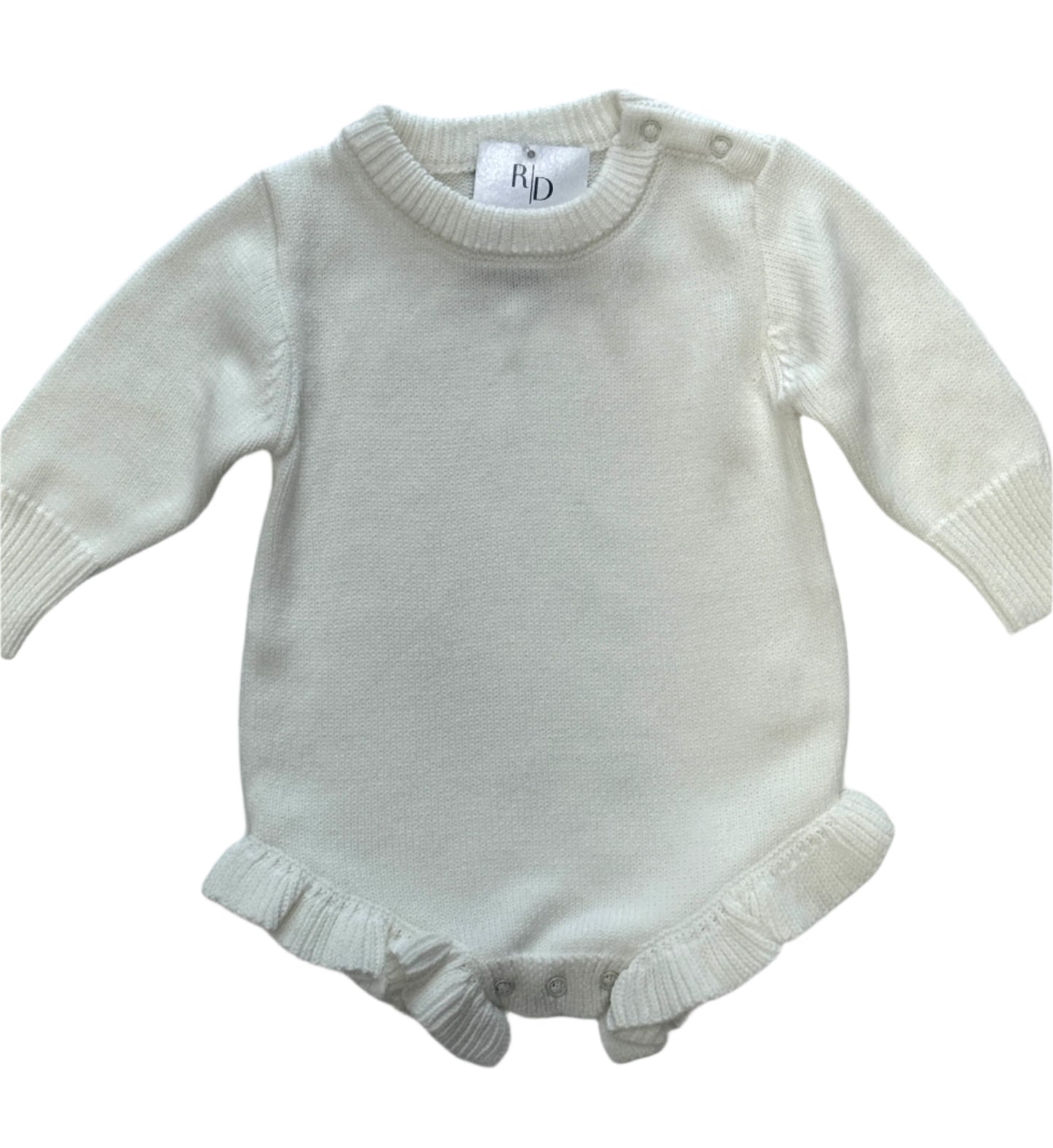 Knit Ruffle Onesie - White