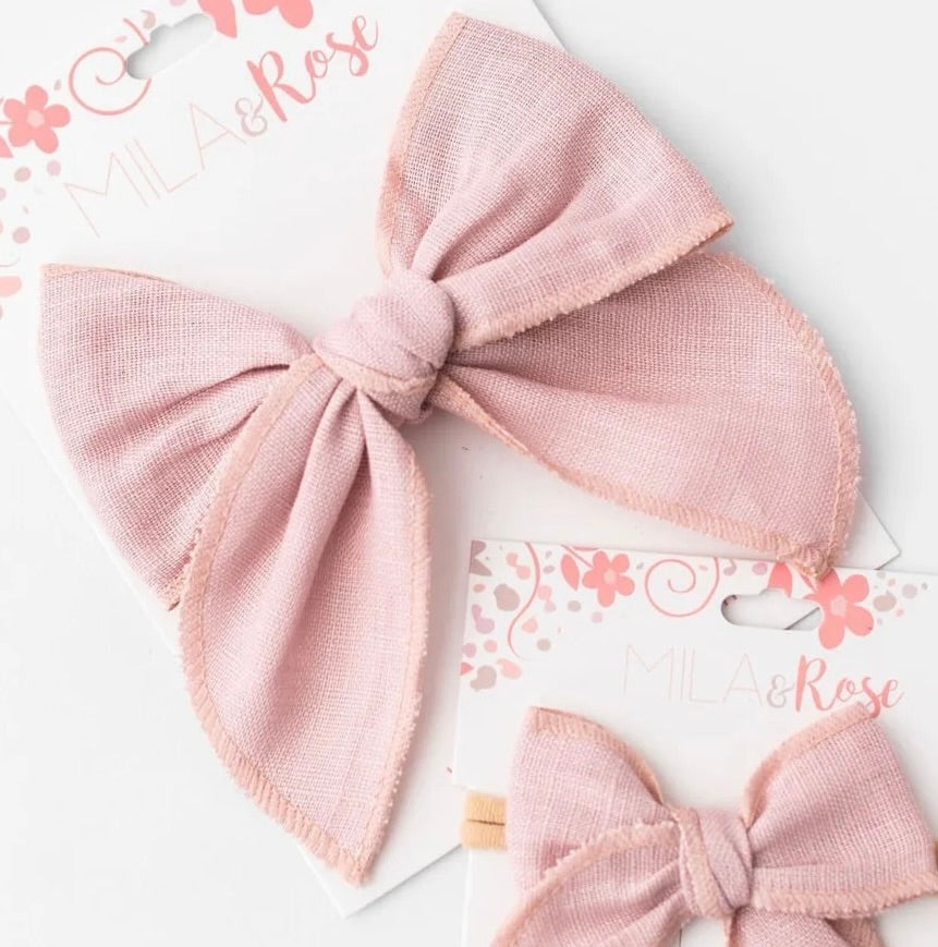Classic Hair Bow - Vintage Pink