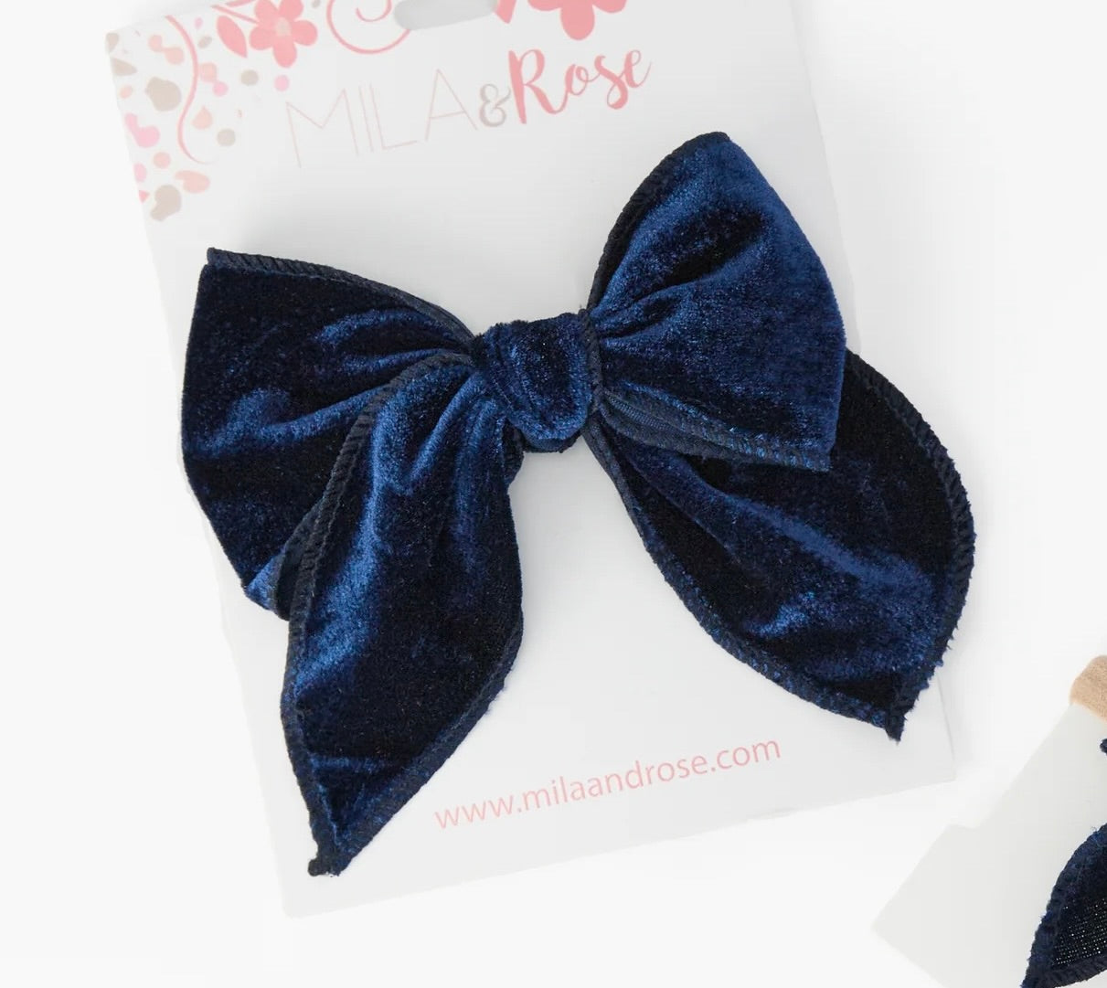 Classic Hair Bow - Navy Velvet