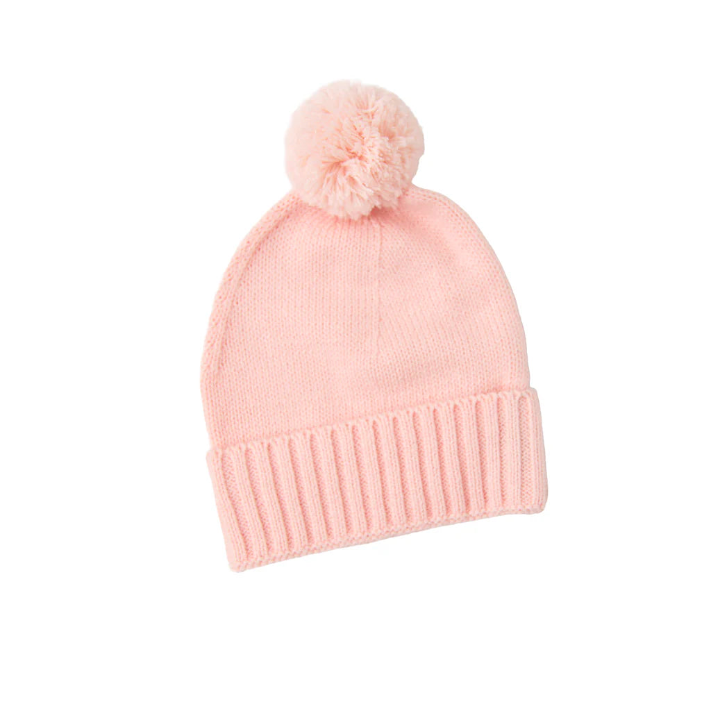 Light Pink Knit Pom Beanie