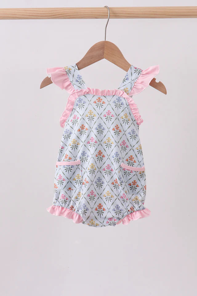 Blue Floral Ruffle Bubble