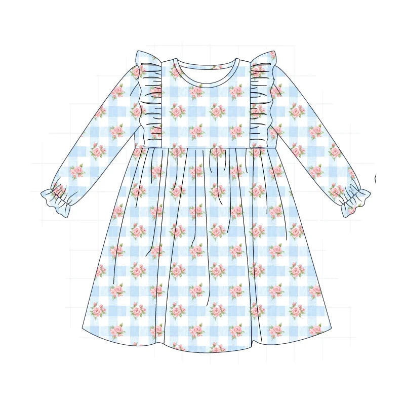 Blue Pink Floral Dress