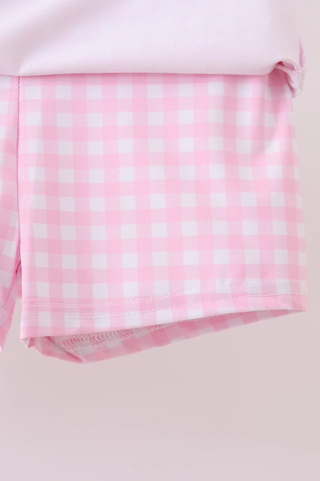Pink Check Skort Set