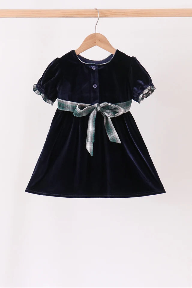 Navy Plaid Dress