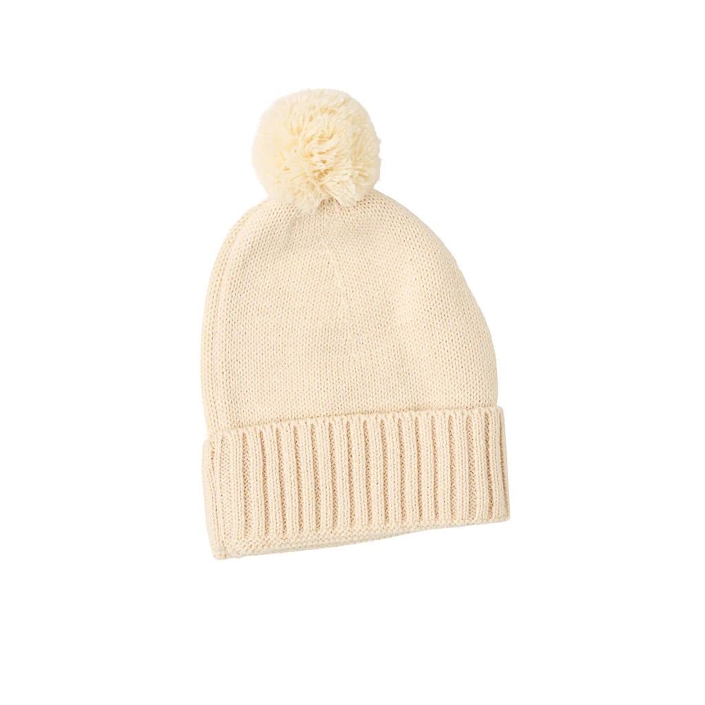 Oatmeal Knit Pom Beanie