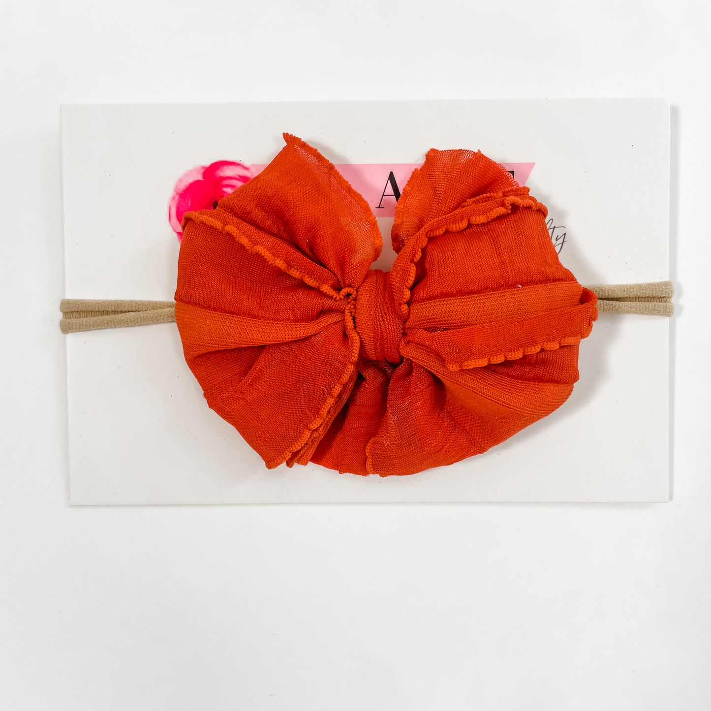 Mini Ruffled Headband - burnt orange