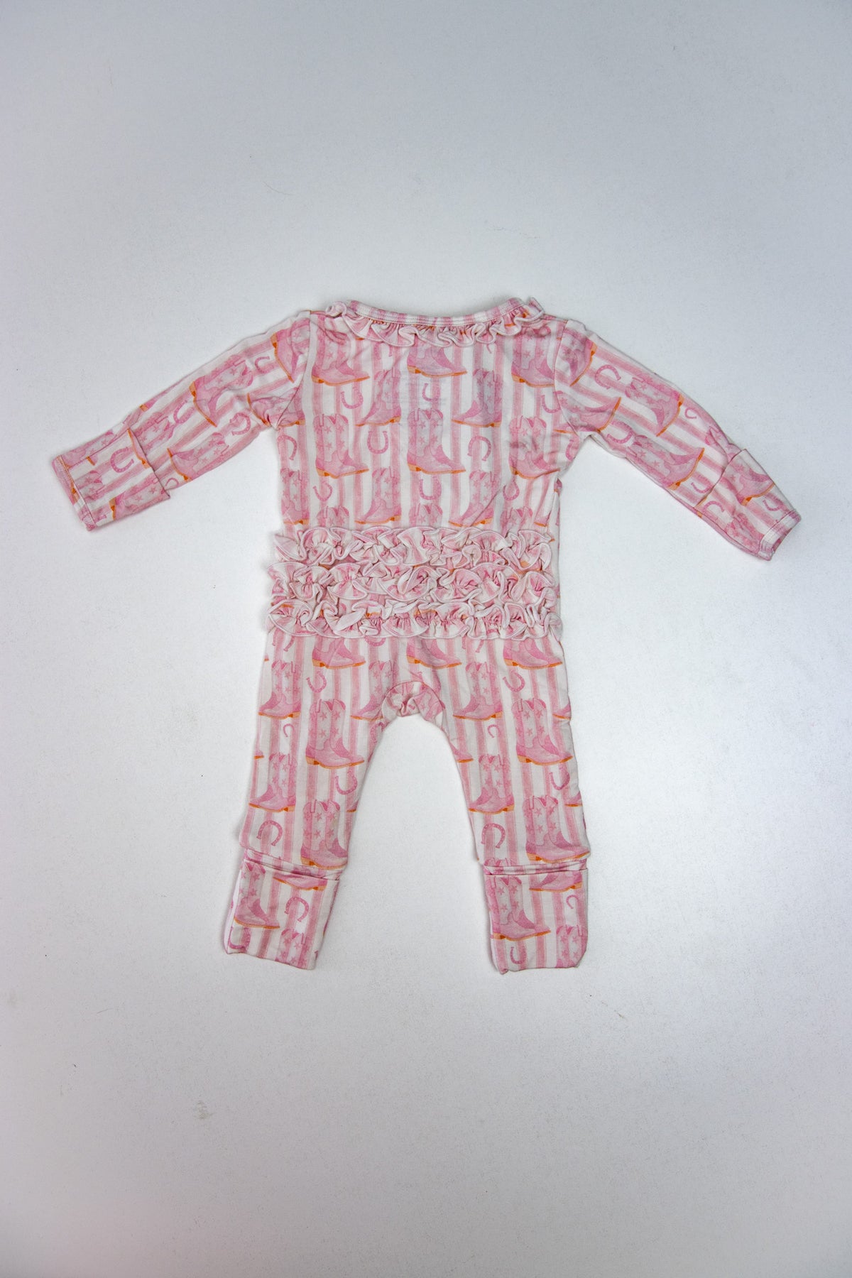 Blushin' Boots Ruffle Footie Romper