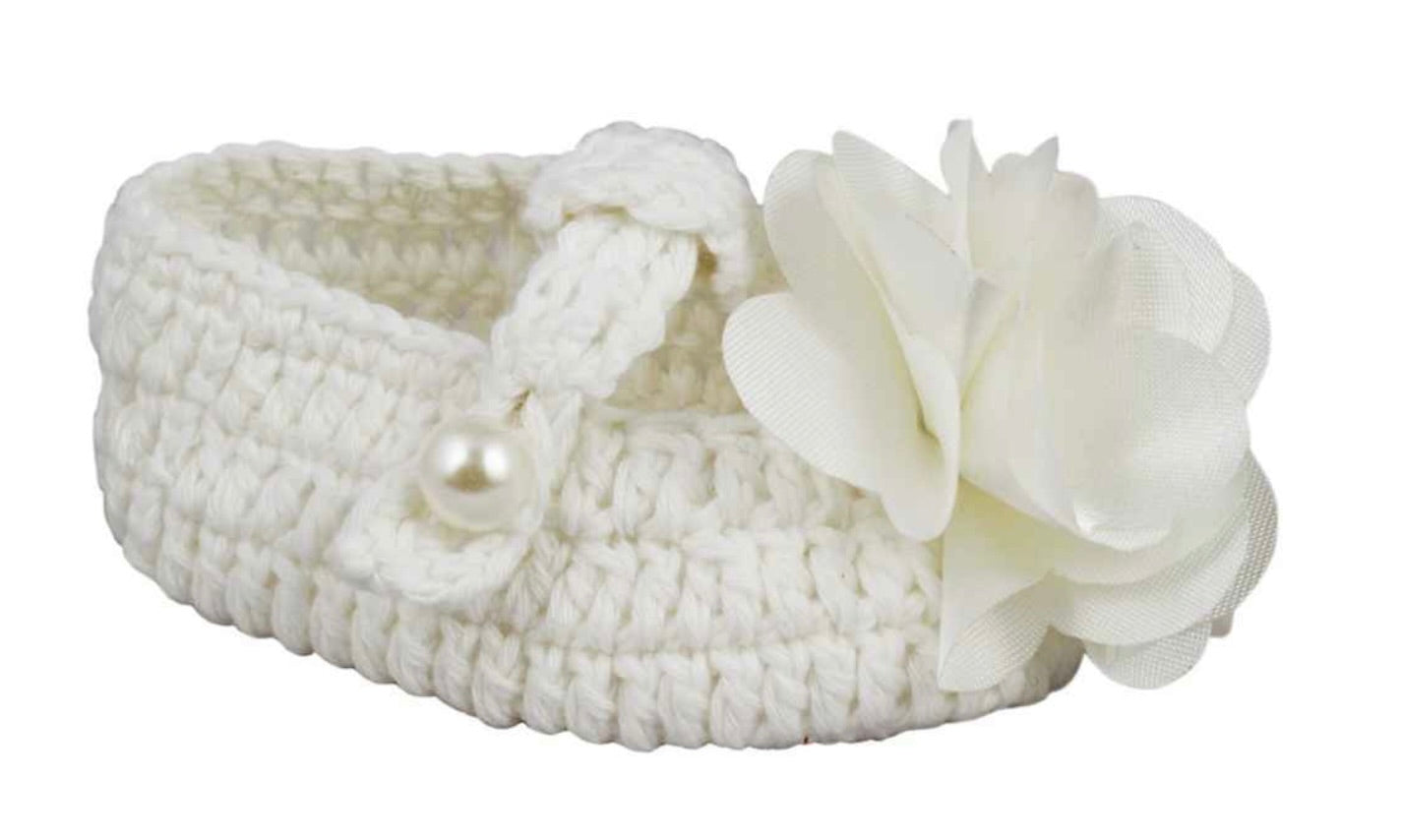 Ivory Crochet Bootie with Flower