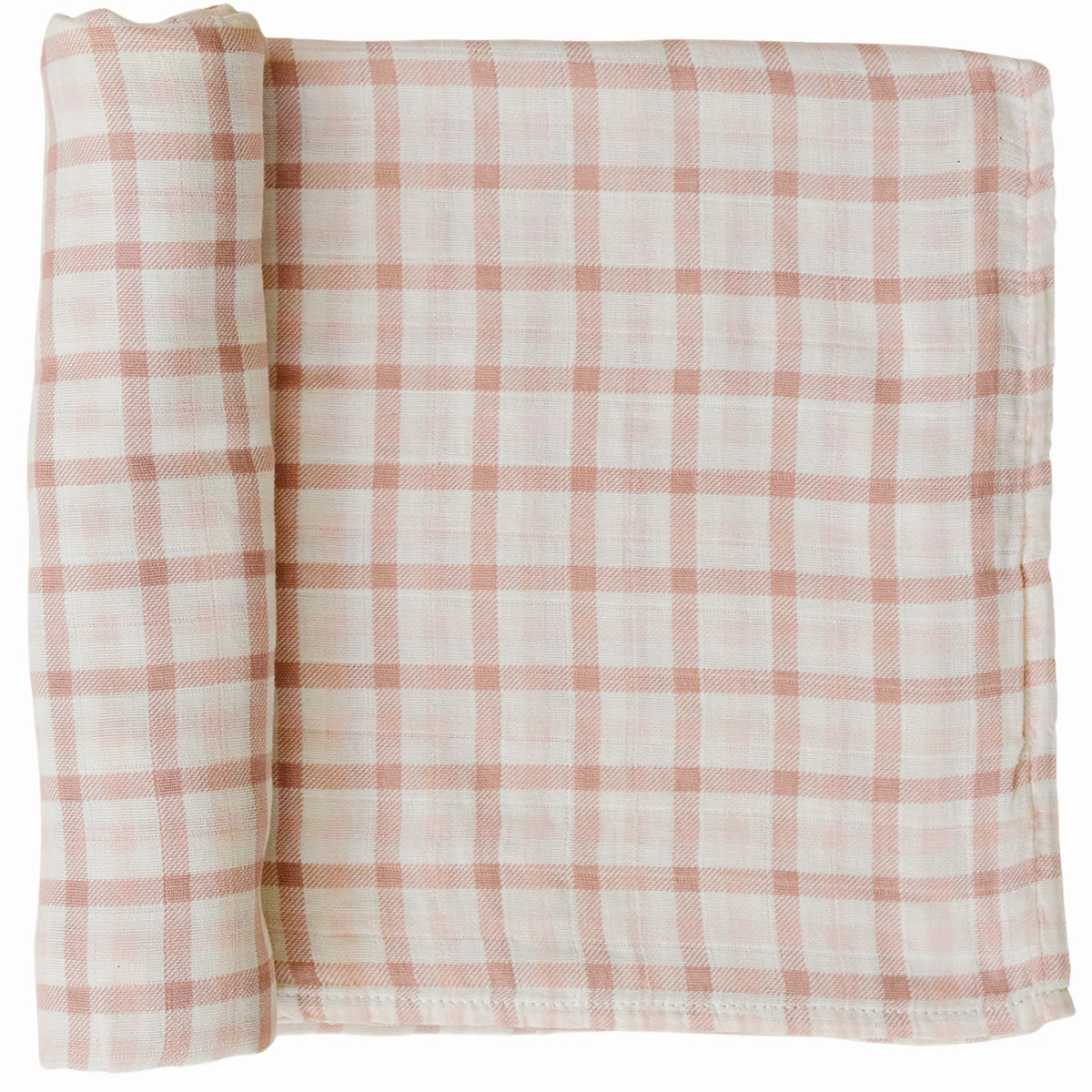Pink Gingham Muslin Swaddle Blanket