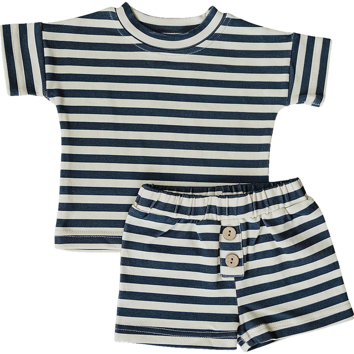 Navy Stripe Short Set