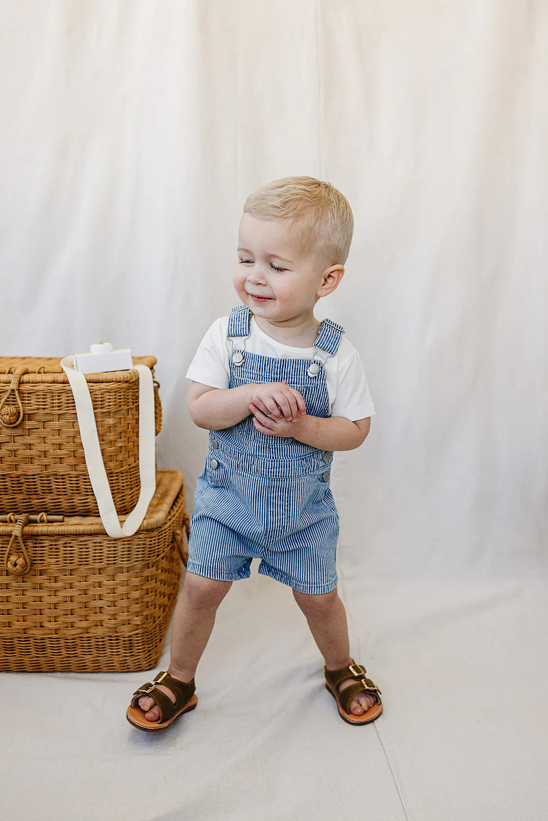 Stripe Short Overalls