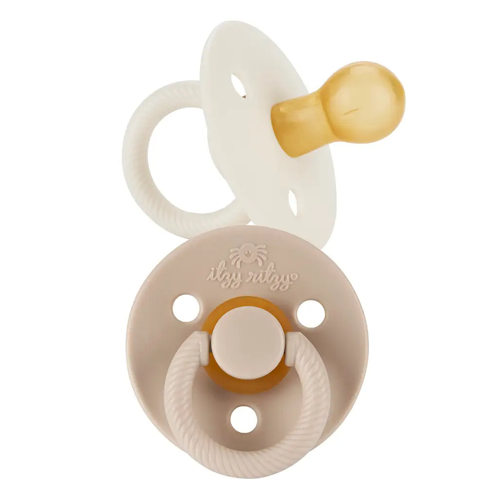 Itzy Soother Natural Rubber Paci Set - Coconut/Toast