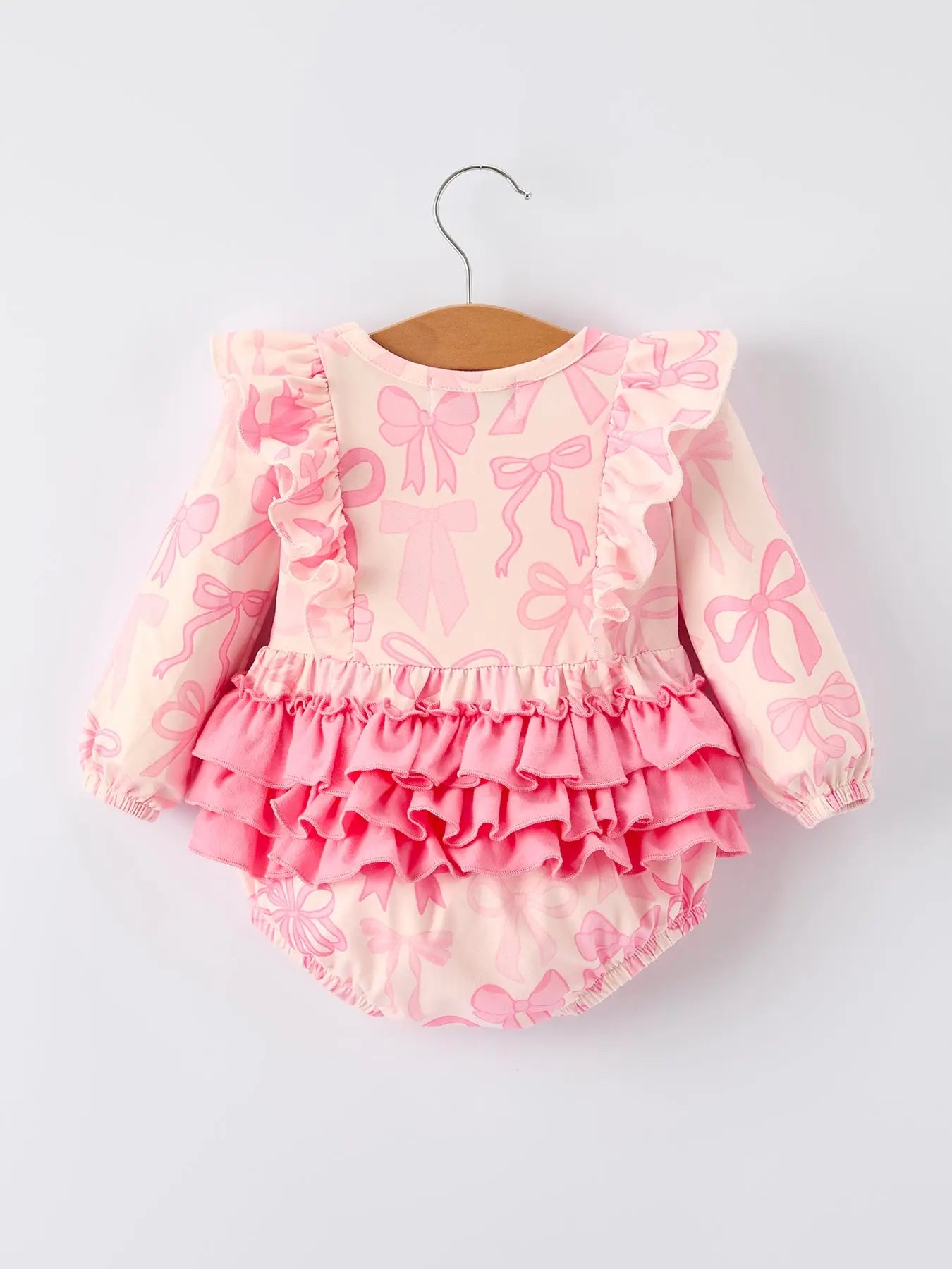 Pink Bow Ruffle Romper
