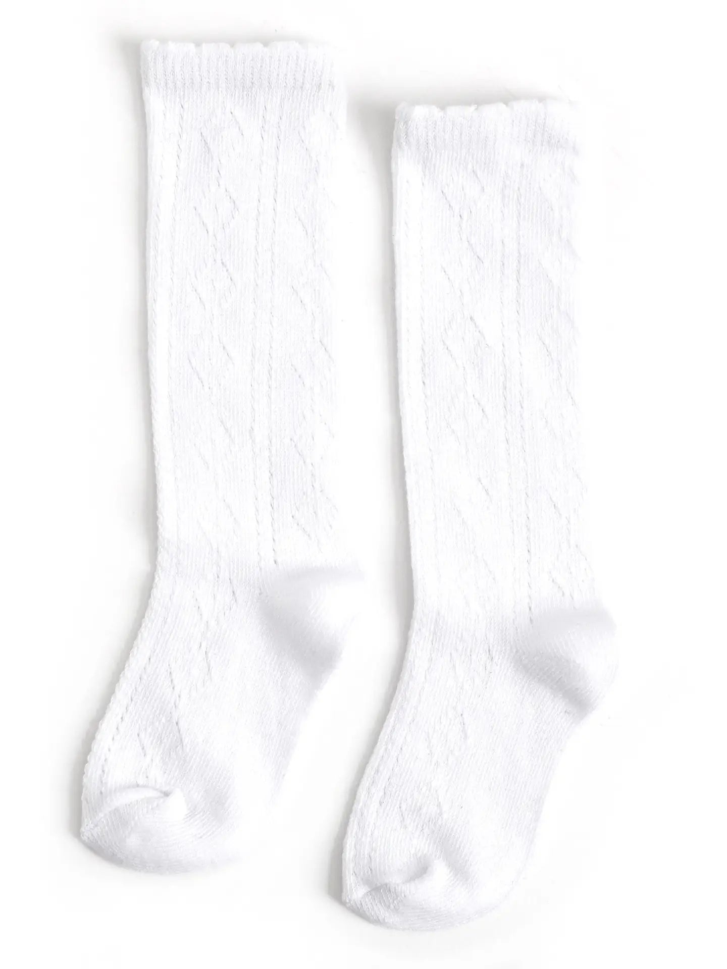 White Scalloped Knee High Socks