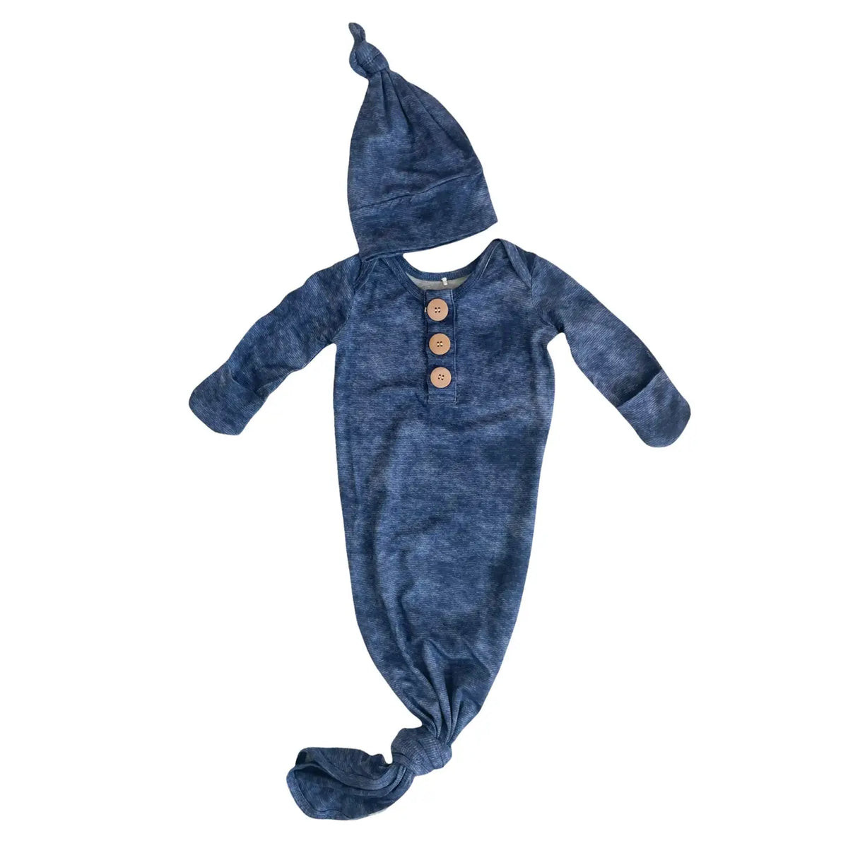 Denim Knot Gown & Hat Set