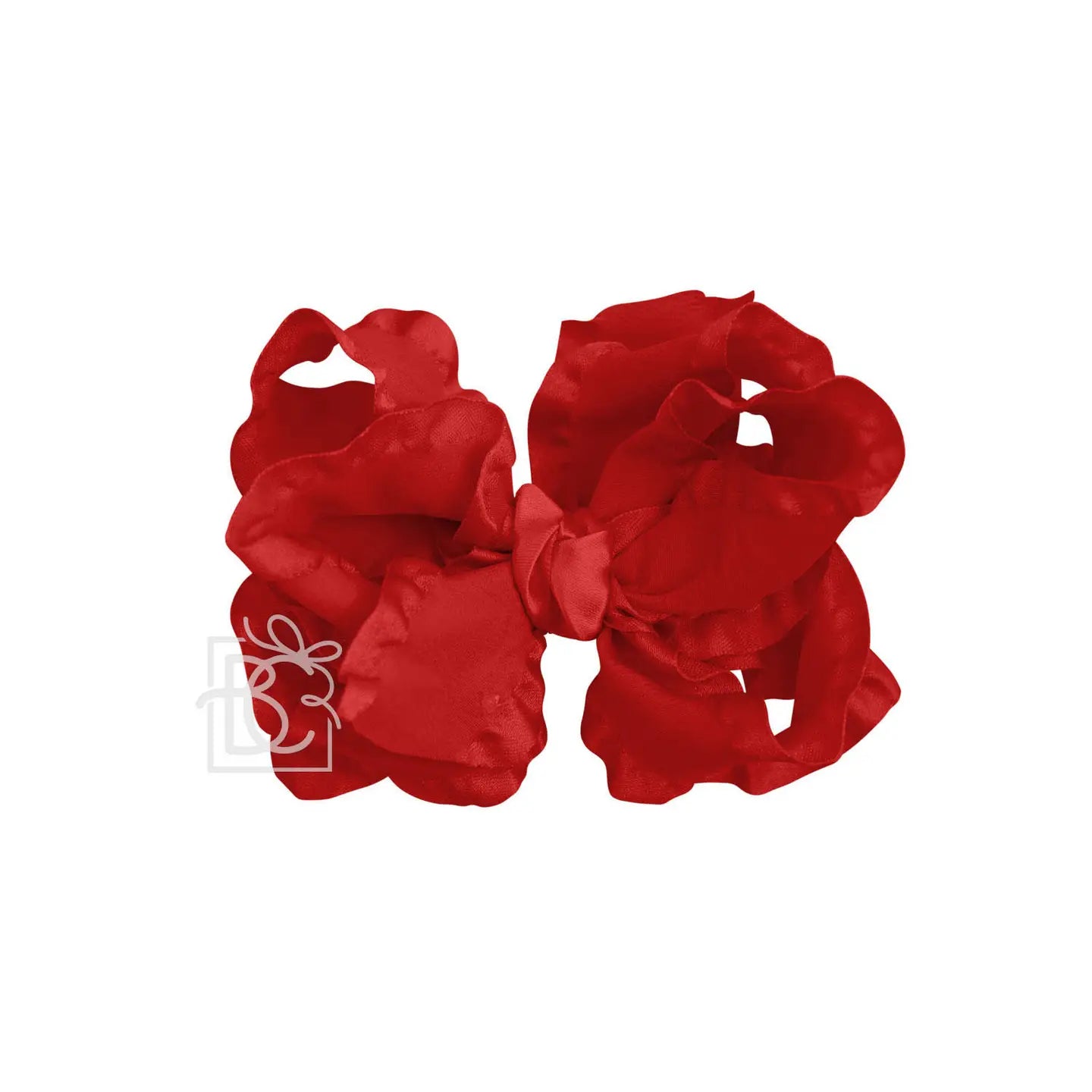 Double Ruffle Bow on Alligator Clip-Red