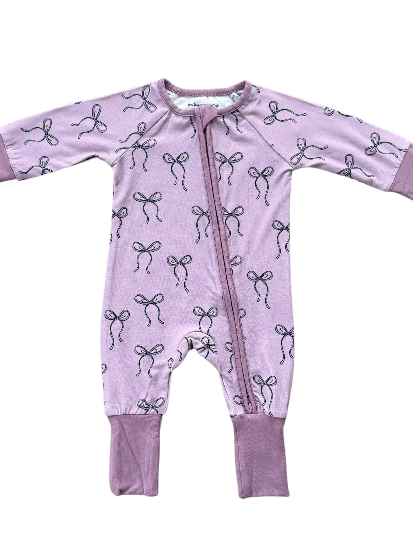 Zip Romper - Purple Bow