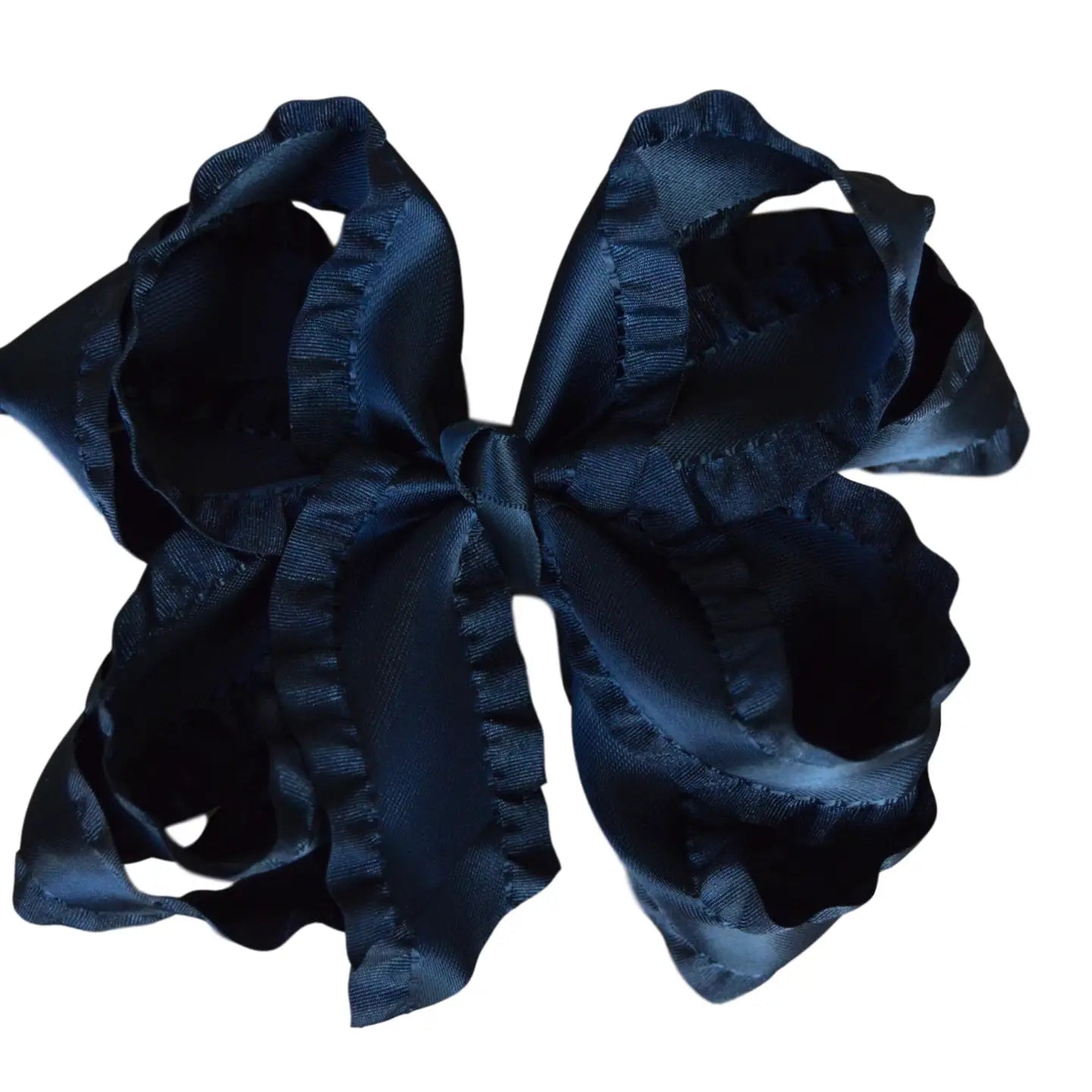 5 Inch Black Double Ruffle Hair Bow