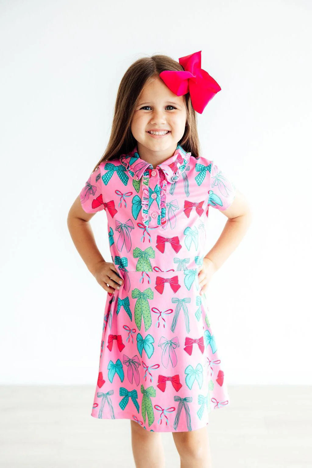 Pink Twirls & Ties Polo Dress